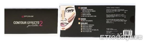 「Claire`s Eyeshadows」等5項產品，疑似含有石棉類成分。（圖／食藥署提供）