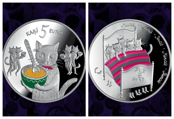 拉脱维亚发行「超萌猫币」 5喵星人吃饱动弹不得就睡