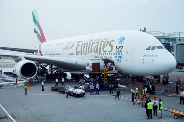 ▲阿聯酋航空A380來台（圖／記者季相儒攝）